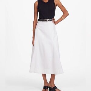 Madewell Fluted Midi Skirt in Tile White Size 29